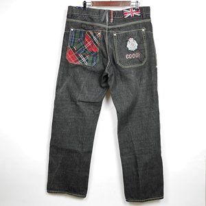COOGI JEANS Black wash blue jeans denim Red Green